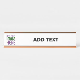 MODERN EDITABLE SIMPLE WHITE IMAGE TEXT TEMPLATE DESK NAME PLATE