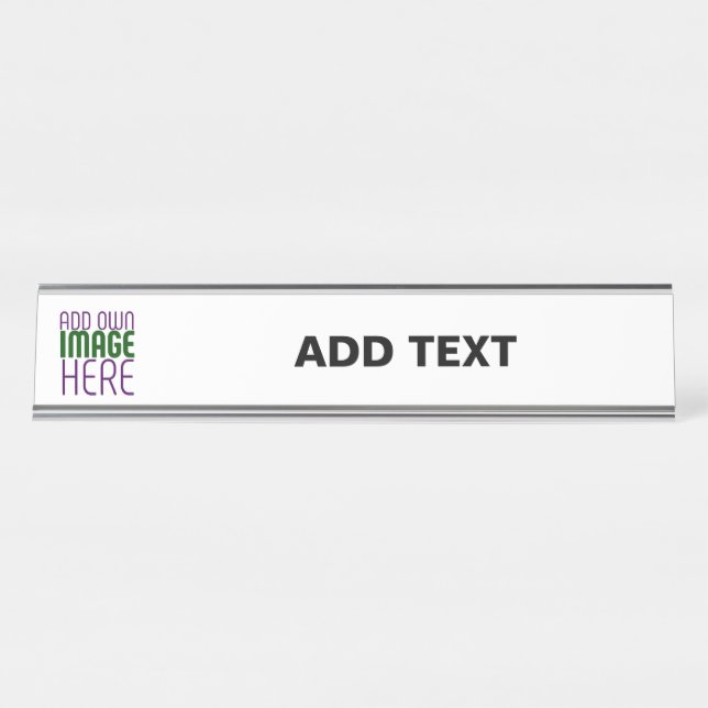 MODERN EDITABLE SIMPLE WHITE IMAGE TEXT TEMPLATE DESK NAME PLATE (Front)