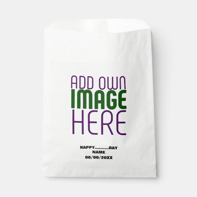 MODERN EDITABLE SIMPLE WHITE IMAGE TEXT TEMPLATE FAVOUR BAGS (Front)