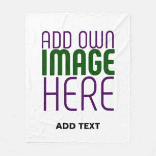 MODERN EDITABLE SIMPLE WHITE IMAGE TEXT TEMPLATE FLEECE BLANKET