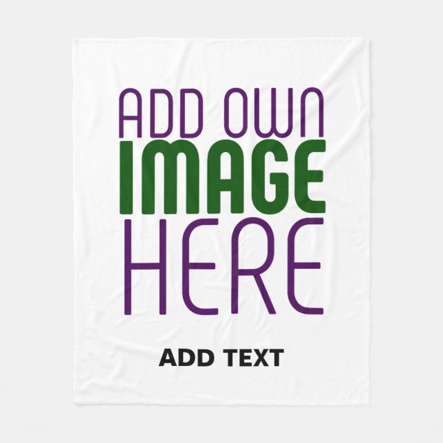 MODERN EDITABLE SIMPLE WHITE IMAGE TEXT TEMPLATE FLEECE BLANKET (Front)