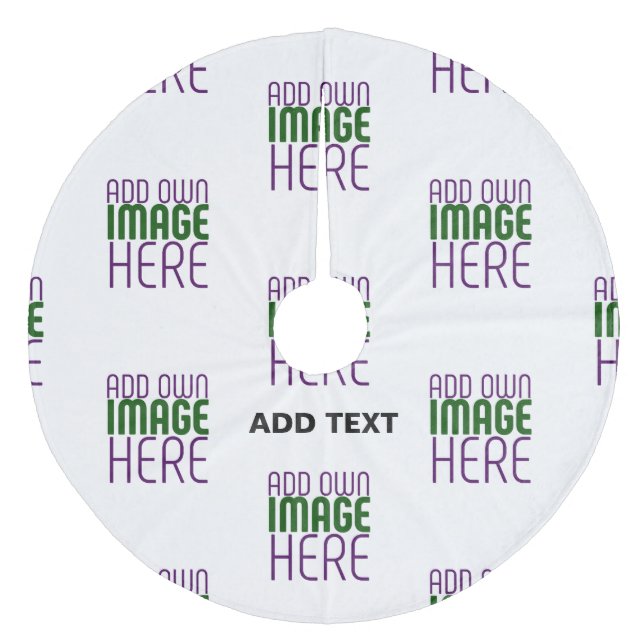 MODERN EDITABLE SIMPLE WHITE IMAGE TEXT TEMPLATE FLEECE TREE SKIRT (Front)