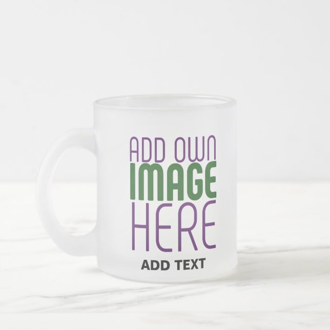 MODERN EDITABLE SIMPLE WHITE IMAGE TEXT TEMPLATE FROSTED GLASS COFFEE MUG (Left)