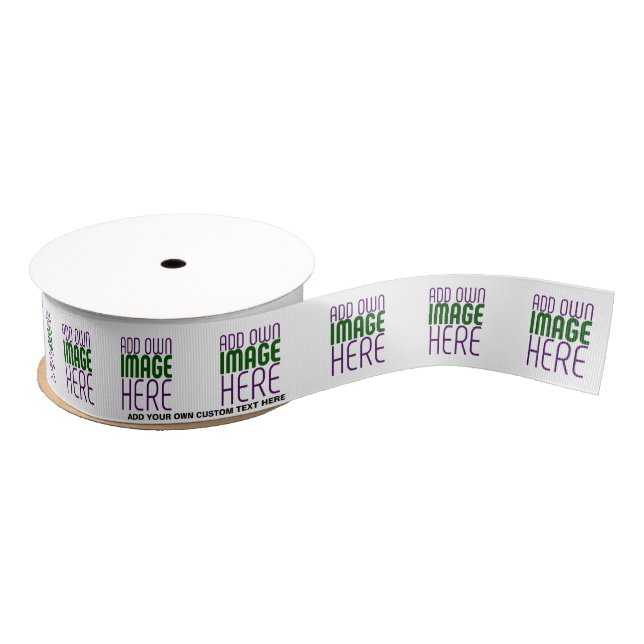 MODERN EDITABLE SIMPLE WHITE IMAGE TEXT TEMPLATE GROSGRAIN RIBBON (Spool)