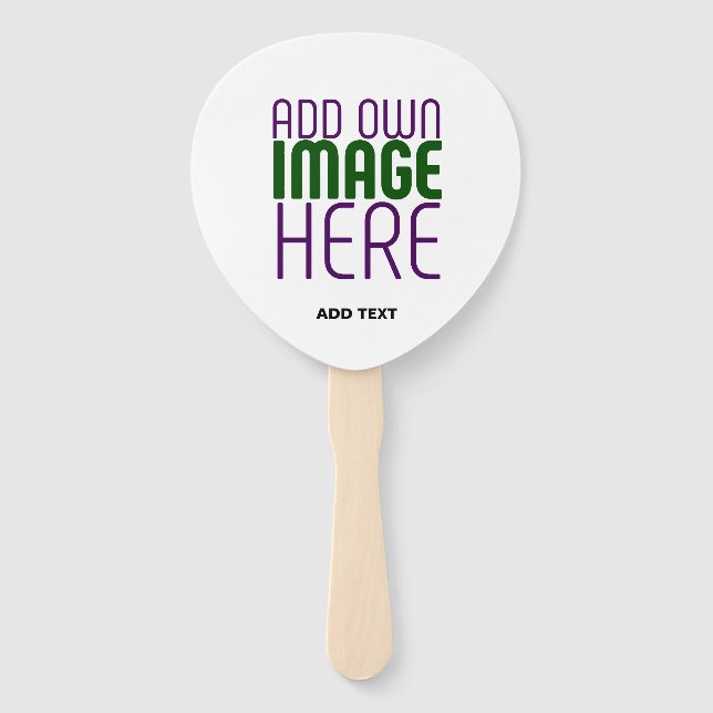 MODERN EDITABLE SIMPLE WHITE IMAGE TEXT TEMPLATE HAND FAN (Front)
