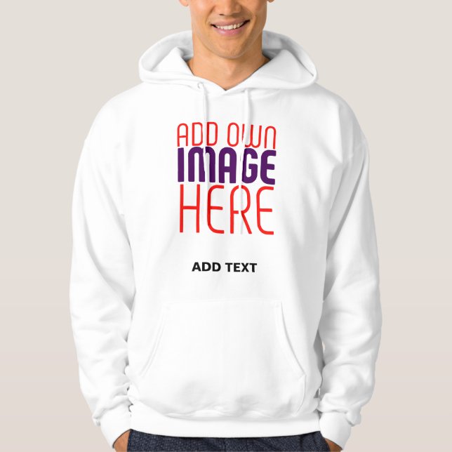 MODERN EDITABLE SIMPLE WHITE IMAGE TEXT TEMPLATE HOODIE (Front)