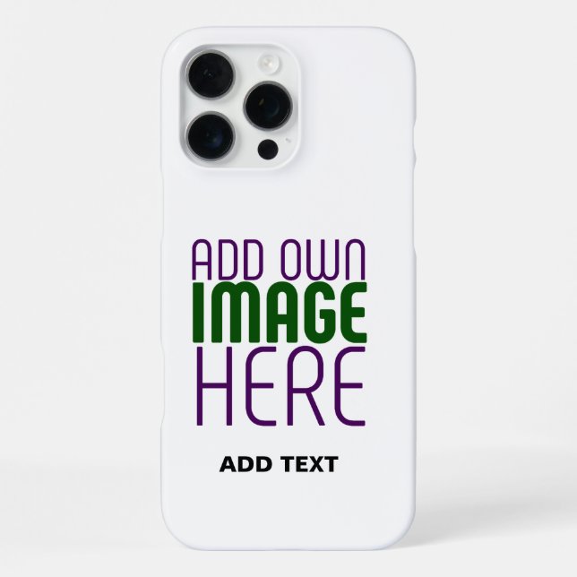MODERN EDITABLE SIMPLE WHITE IMAGE TEXT TEMPLATE iPhone CASE (Back)
