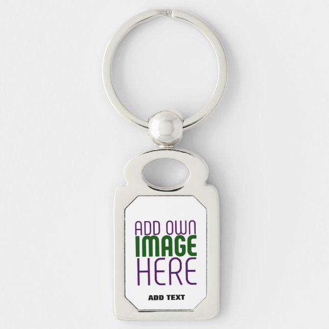 MODERN EDITABLE SIMPLE WHITE IMAGE TEXT TEMPLATE KEY RING (Front)