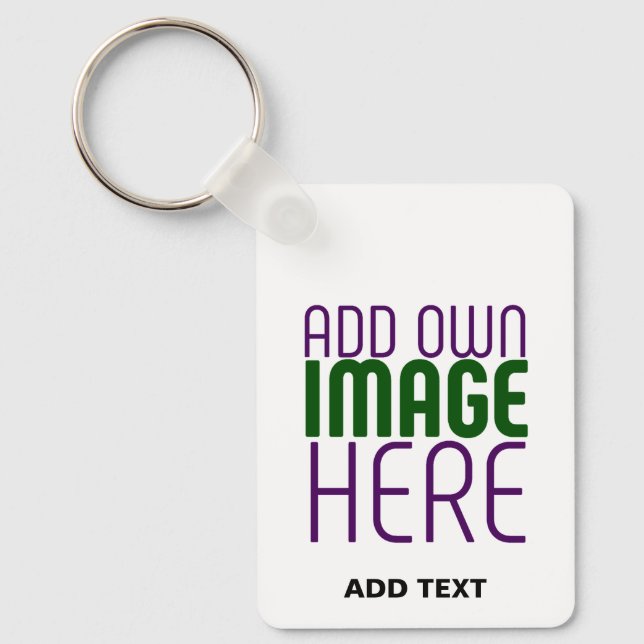 MODERN EDITABLE SIMPLE WHITE IMAGE TEXT TEMPLATE KEY RING (Front)
