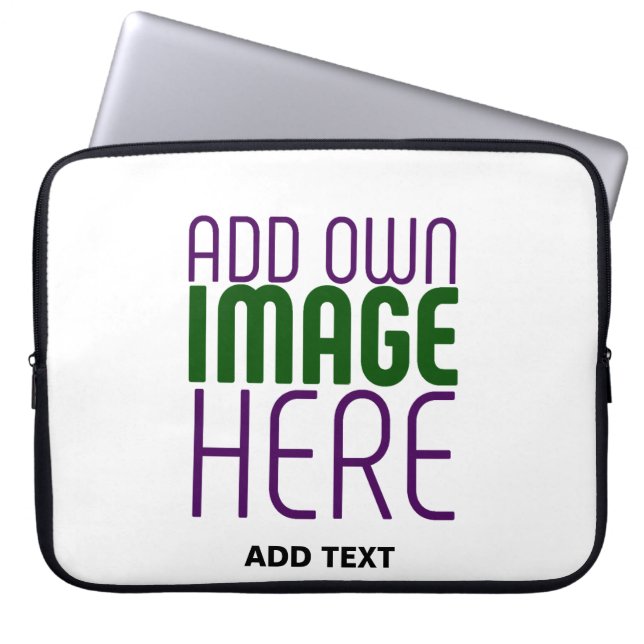 MODERN EDITABLE SIMPLE WHITE IMAGE TEXT TEMPLATE LAPTOP SLEEVE (Front)