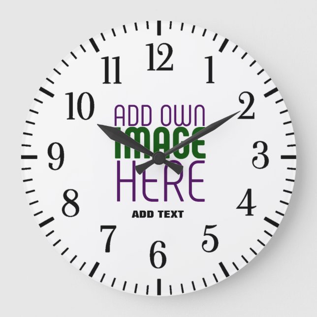 MODERN EDITABLE SIMPLE WHITE IMAGE TEXT TEMPLATE LARGE CLOCK (Front)