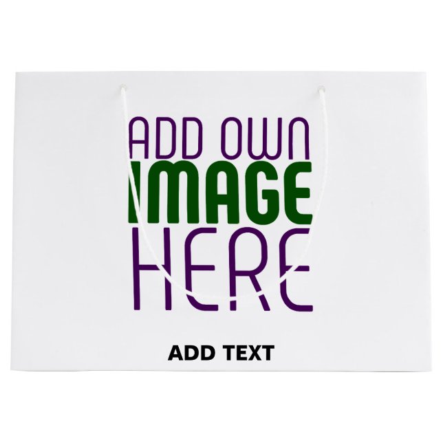 MODERN EDITABLE SIMPLE WHITE IMAGE TEXT TEMPLATE LARGE GIFT BAG (Front)
