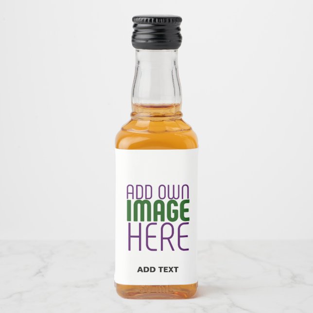 MODERN EDITABLE SIMPLE WHITE IMAGE TEXT TEMPLATE LIQUOR BOTTLE LABEL (Front)