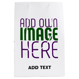 MODERN EDITABLE SIMPLE WHITE IMAGE TEXT TEMPLATE MEDIUM GIFT BAG