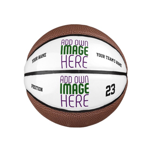 MODERN EDITABLE SIMPLE WHITE IMAGE TEXT TEMPLATE MINI BASKETBALL (Front)