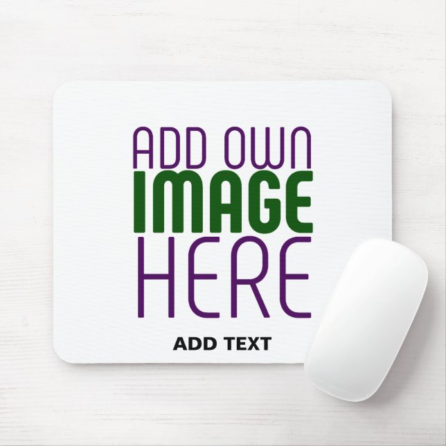 MODERN EDITABLE SIMPLE WHITE IMAGE TEXT TEMPLATE MOUSE MAT (With Mouse)