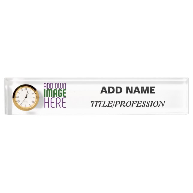 MODERN EDITABLE SIMPLE WHITE IMAGE TEXT TEMPLATE NAMEPLATE (Front)