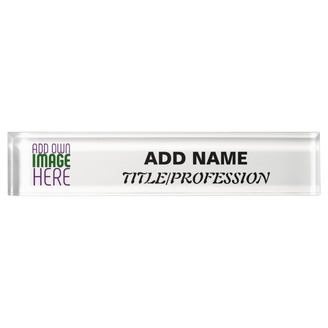 MODERN EDITABLE SIMPLE WHITE IMAGE TEXT TEMPLATE NAMEPLATE (Front)