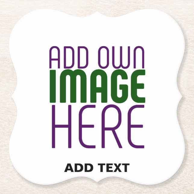 MODERN EDITABLE SIMPLE WHITE IMAGE TEXT TEMPLATE PAPER COASTER (Front)