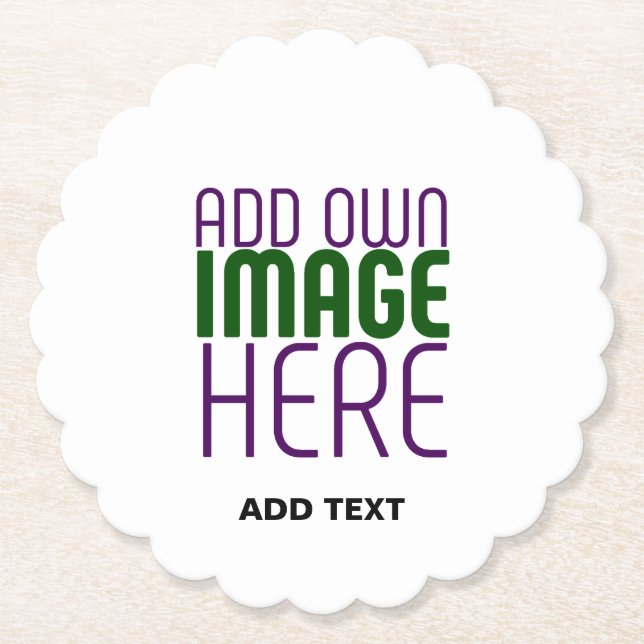 MODERN EDITABLE SIMPLE WHITE IMAGE TEXT TEMPLATE PAPER COASTER (Front)