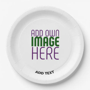 MODERN EDITABLE SIMPLE WHITE IMAGE TEXT TEMPLATE PAPER PLATE