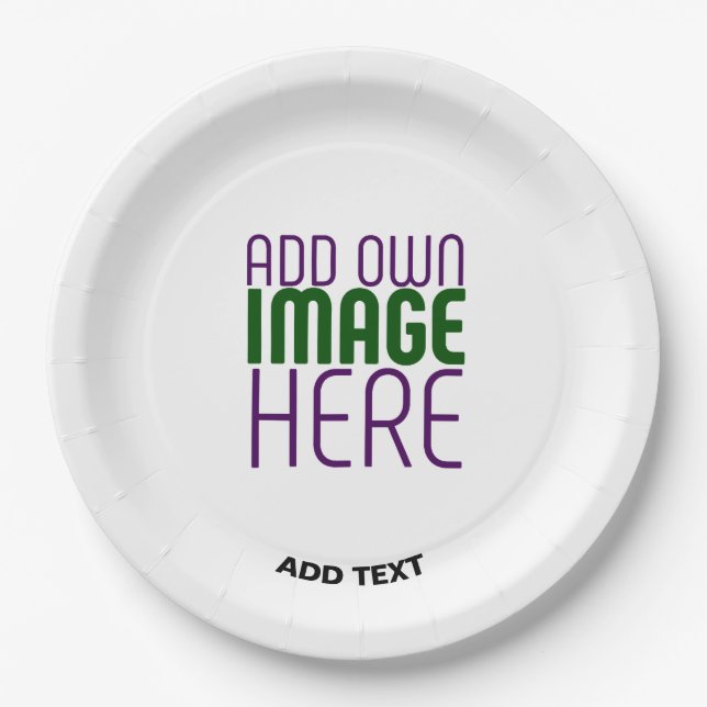 MODERN EDITABLE SIMPLE WHITE IMAGE TEXT TEMPLATE PAPER PLATE (Front)