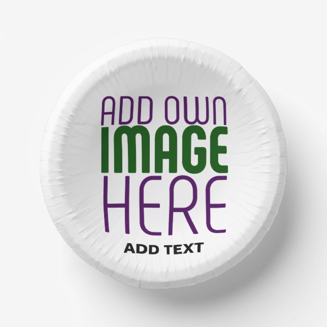 MODERN EDITABLE SIMPLE WHITE IMAGE TEXT TEMPLATE PAPER PLATE (Front)
