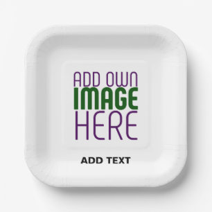 MODERN EDITABLE SIMPLE WHITE IMAGE TEXT TEMPLATE PAPER PLATE