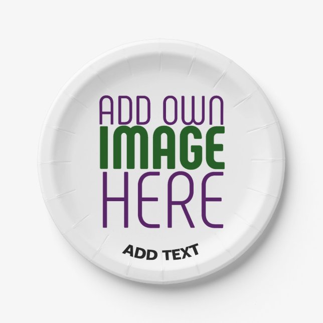 MODERN EDITABLE SIMPLE WHITE IMAGE TEXT TEMPLATE PAPER PLATE (Front)