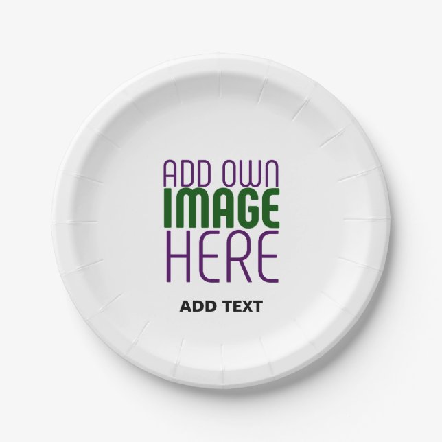 MODERN EDITABLE SIMPLE WHITE IMAGE TEXT TEMPLATE PAPER PLATE (Front)