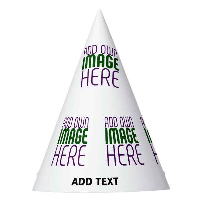 MODERN EDITABLE SIMPLE WHITE IMAGE TEXT TEMPLATE PARTY HAT (Front)