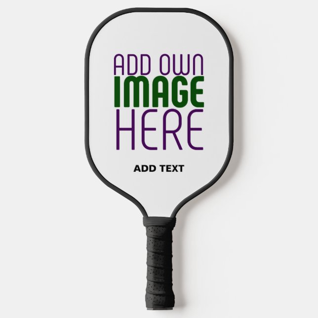 MODERN EDITABLE SIMPLE WHITE IMAGE TEXT TEMPLATE PICKLEBALL PADDLE (Front)