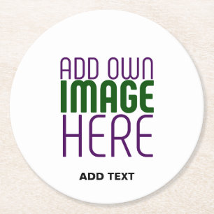 MODERN EDITABLE SIMPLE WHITE IMAGE TEXT TEMPLATE ROUND PAPER COASTER