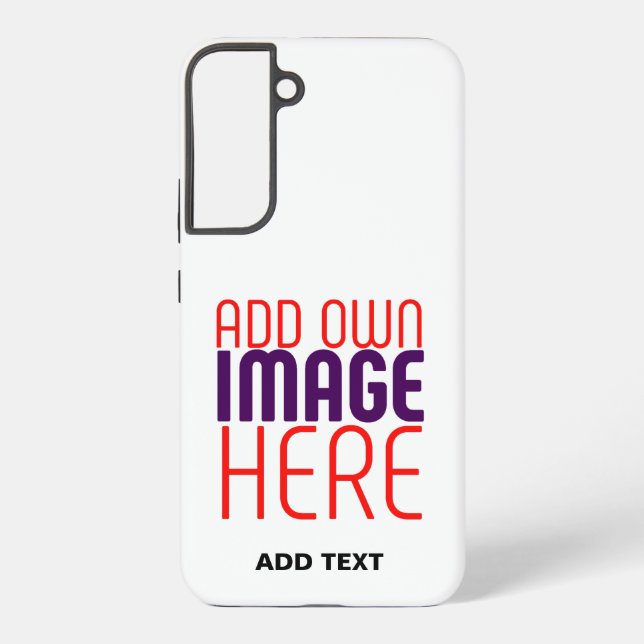 MODERN EDITABLE SIMPLE WHITE IMAGE TEXT TEMPLATE SAMSUNG GALAXY S22+ CASE (Back)