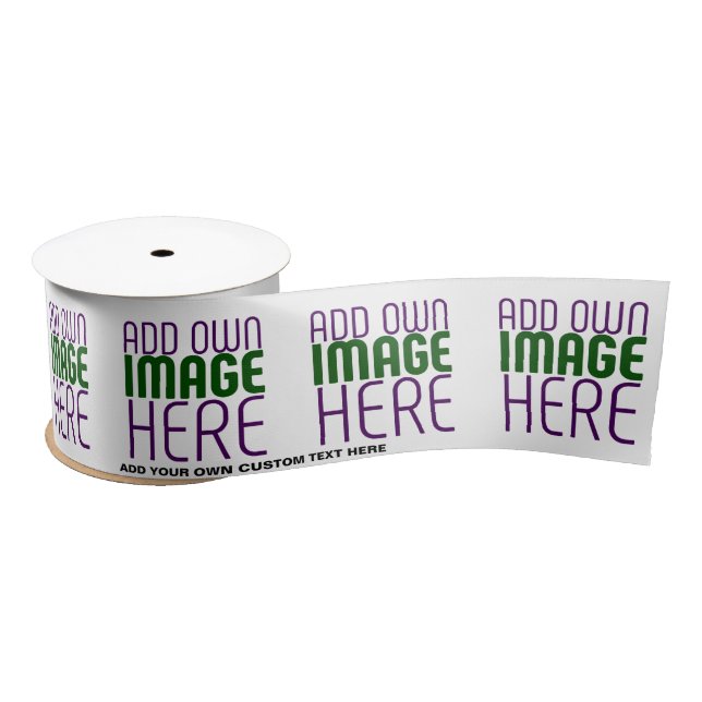 MODERN EDITABLE SIMPLE WHITE IMAGE TEXT TEMPLATE SATIN RIBBON (Spool)