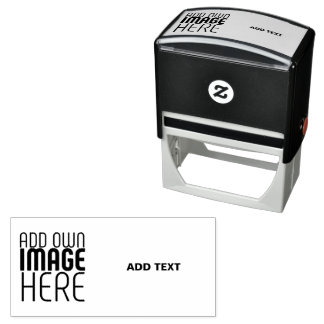 MODERN EDITABLE SIMPLE WHITE IMAGE TEXT TEMPLATE SELF-INKING STAMP