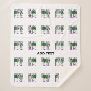 MODERN EDITABLE SIMPLE WHITE IMAGE TEXT TEMPLATE SHERPA BLANKET