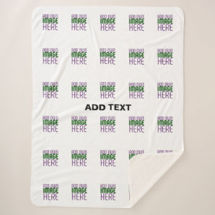 MODERN EDITABLE SIMPLE WHITE IMAGE TEXT TEMPLATE SHERPA BLANKET