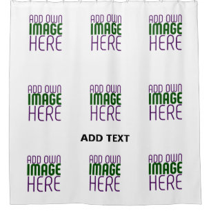 MODERN EDITABLE SIMPLE WHITE IMAGE TEXT TEMPLATE SHOWER CURTAIN