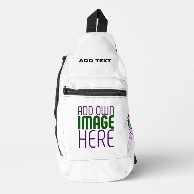  MODERN EDITABLE SIMPLE WHITE IMAGE TEXT TEMPLATE SLING BAG (Front)