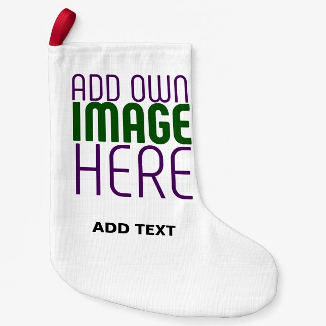 MODERN EDITABLE SIMPLE WHITE IMAGE TEXT TEMPLATE SMALL CHRISTMAS STOCKING (Front)