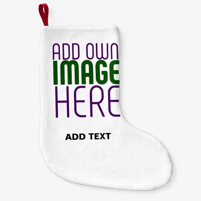  MODERN EDITABLE SIMPLE WHITE IMAGE TEXT TEMPLATE SMALL CHRISTMAS STOCKING (Front)