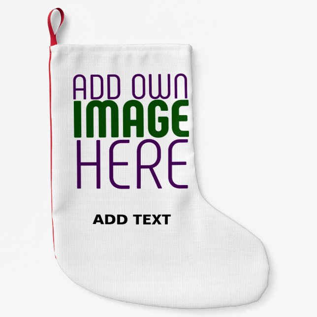  MODERN EDITABLE SIMPLE WHITE IMAGE TEXT TEMPLATE SMALL CHRISTMAS STOCKING (Front)