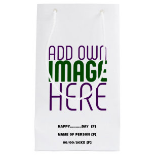 MODERN EDITABLE SIMPLE WHITE IMAGE TEXT TEMPLATE SMALL GIFT BAG