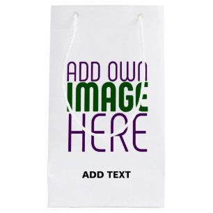 MODERN EDITABLE SIMPLE WHITE IMAGE TEXT TEMPLATE SMALL GIFT BAG