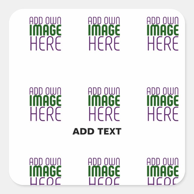 MODERN EDITABLE SIMPLE WHITE IMAGE TEXT TEMPLATE SQUARE STICKER (Front)