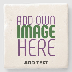 MODERN EDITABLE SIMPLE WHITE IMAGE TEXT TEMPLATE STONE COASTER
