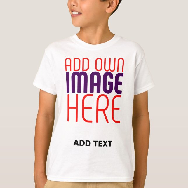MODERN EDITABLE SIMPLE WHITE IMAGE TEXT TEMPLATE T-Shirt (Front)