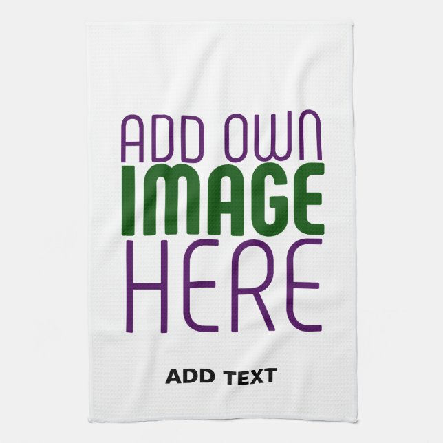 MODERN EDITABLE SIMPLE WHITE IMAGE TEXT TEMPLATE TEA TOWEL (Vertical)