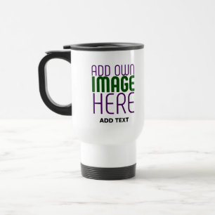 MODERN EDITABLE SIMPLE WHITE IMAGE TEXT TEMPLATE TRAVEL MUG